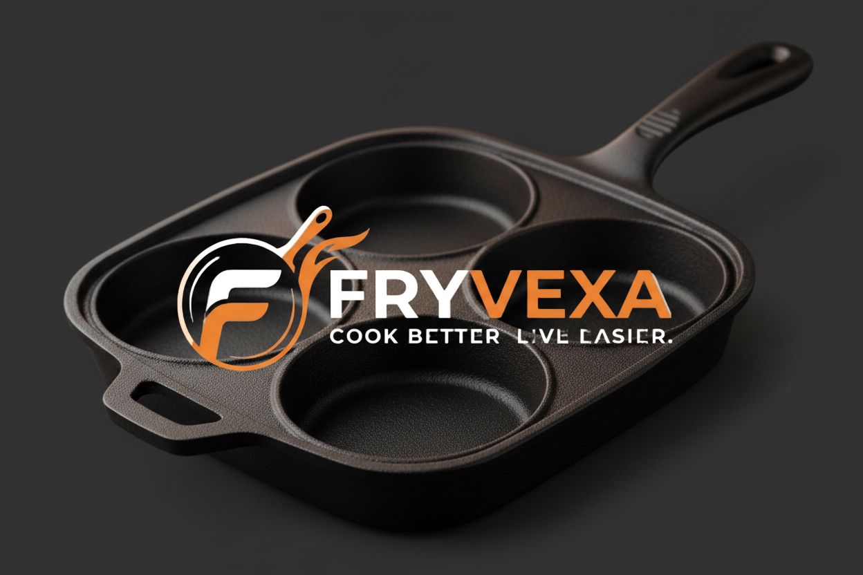 Fryvexa Logo on 4-Hole Pan Background